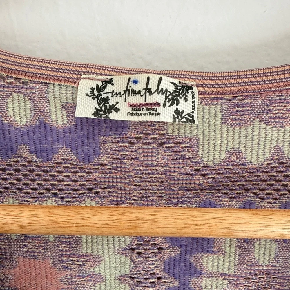 Free People Free For All Cardi Lavender Combo size XS/S Women's Top - Picture 4 of 8